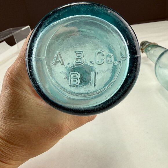 Vintage AB CO Aqua Bale Top Bottles Set Of 2 - Picture 8 of 13